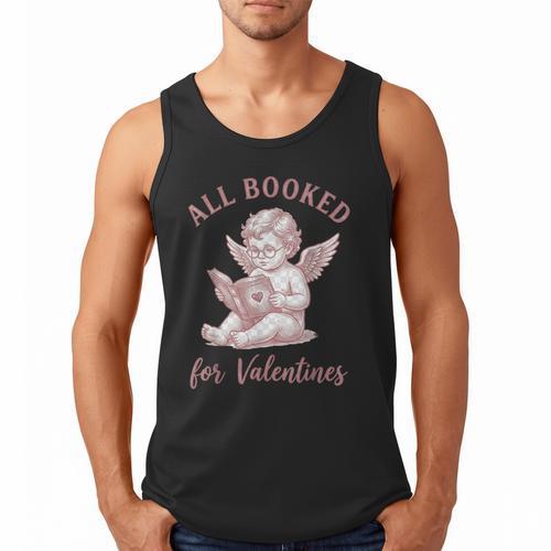 All Booked For Valentines Cute Cherub Vintage Book Lover Men Tank Top - Bookorys DE