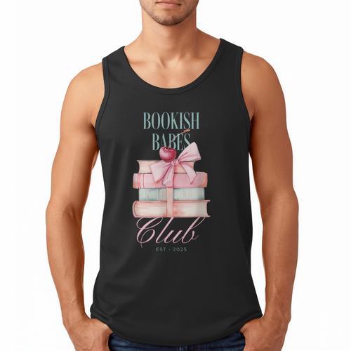 Bookish Babes Club Cute Pink Book Stack With Bow Men Tank Top - Bookorys CA