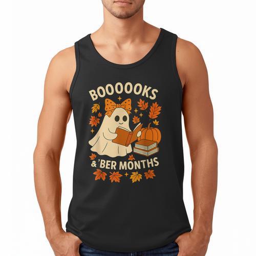 Books And BER Months Fall Librarian Reading Halloween Men Tank Top - Bookorys