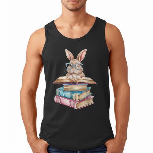 Books Bookworm Reader Book Cute Reading Bunny With Glasses Men Tank Top - Bookorys