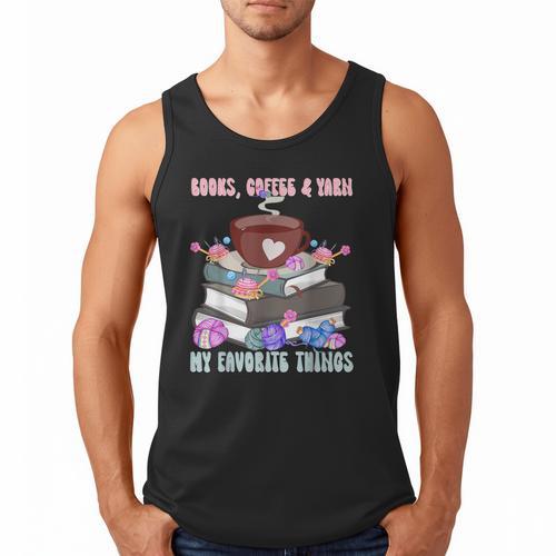 Books Coffee Yarn Lover My Favorite Things Men Tank Top - Bookorys AU