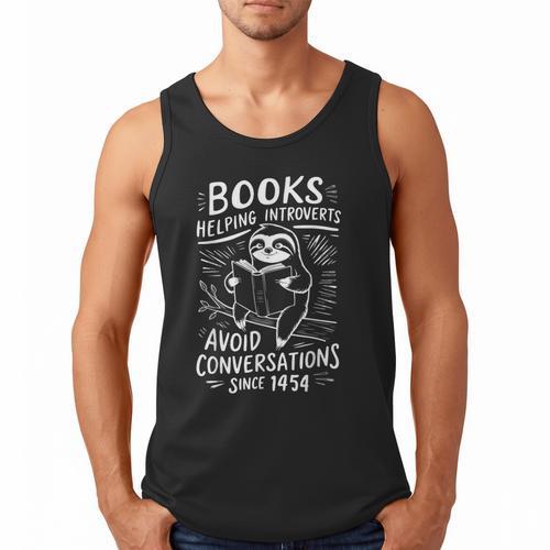 Books Helping Introverts Avoid Conversations Since 1454 Men Tank Top - Bookorys
