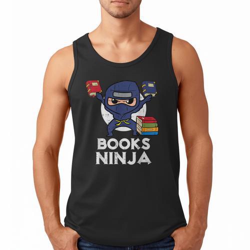 Books Ninja Read Reading Librarian Book Toddler Boys Kids Men Tank Top - Bookorys