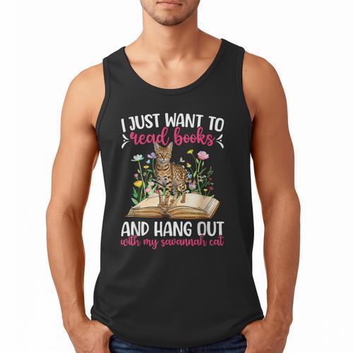 Books And My Savannah Cat Owner Savannah Cat Lover Men Tank Top - Bookorys AU