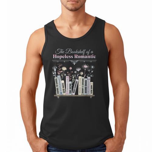 The Bookshelf Of a Hopeless Romantic Rom-Com Reading Bookish Men Tank Top - Bookorys