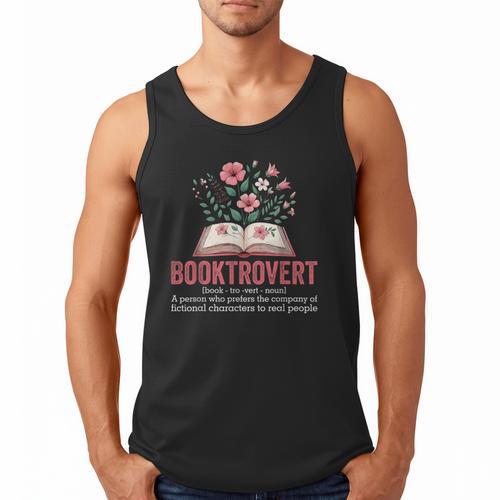 Booktrovert Book Lover Bookworm Reading Books Librarian Men Tank Top - Bookorys CA