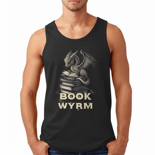 Bookwyrm Dragon Fantasy Bookish Fairytale Book Lover Men Tank Top - Bookorys
