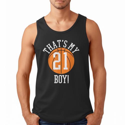 My Boy 21 Basketball Number 21 Jersey Basketball Mom Dad Men Tank Top - Father's Day Fun