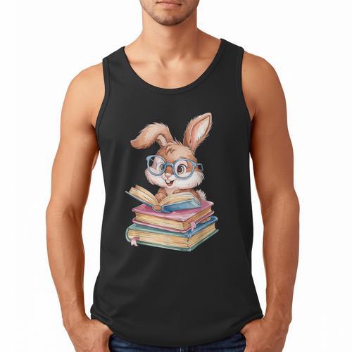 Bunny Rabbit Reading Books Rabbit Books Bunny Reader Men Tank Top - Bookorys
