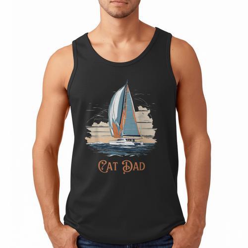 Cat Dad Vintage Catamaran Sailing Men Tank Top - Father's Day Fun