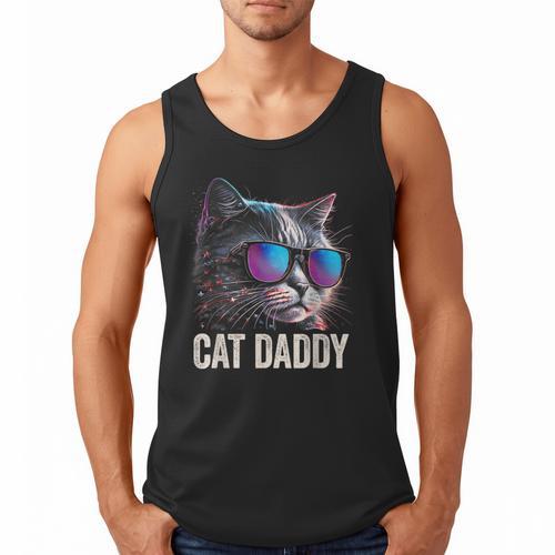 Cat Daddy Shirt Cat Sunglasses Cool Cat Dad Men Father Men Tank Top - Father's Day Fun