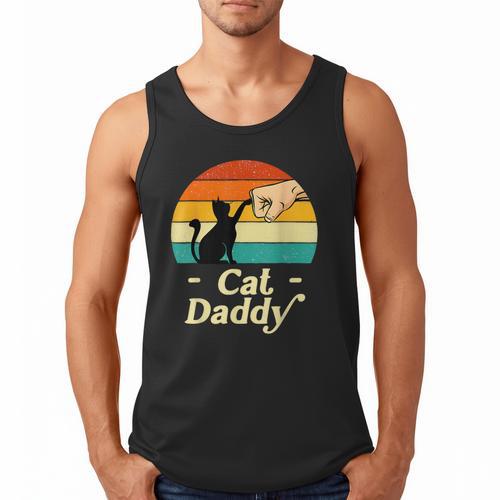 Cat Daddy Vintage Cat Lover Cat Dad Fathers Day Men Tank Top - Father's Day Fun