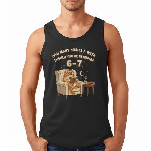 Cat Reading 6-7 Meme English Teacher Book Lover Humor Men Tank Top - Bookorys