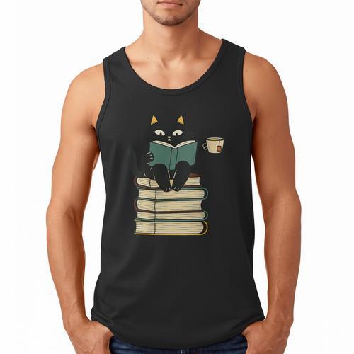 Cat Reading Book Men Tank Top - Bookorys AU