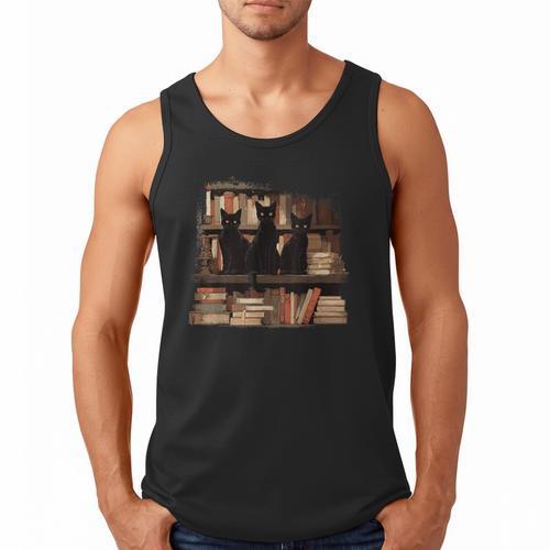 Cats Antique Books Academia Library Aesthetic Bookworm Men Tank Top - Bookorys AU