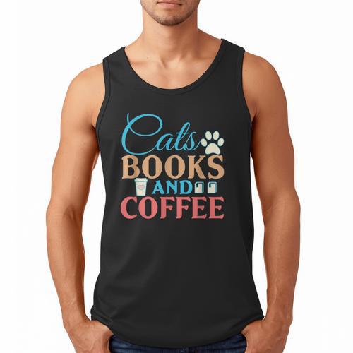 Cats Books And Coffee Men Tank Top - Bookorys