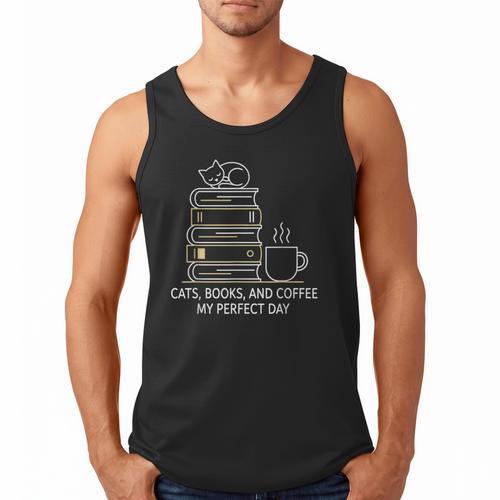 Cats Books And Coffee My Perfect Day Men Tank Top - Bookorys DE