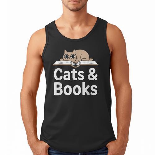 Cats And Books Men Tank Top - Bookorys AU