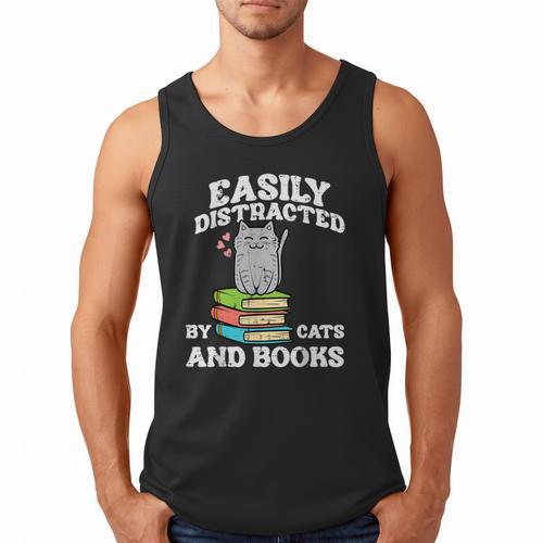 Cats And Books Read Reading Librarian Book Across America Men Tank Top - Bookorys