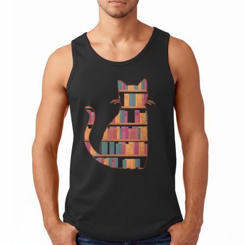 Cats Reading Books Librarian Library Readers Men Tank Top - Bookorys