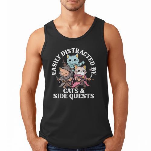 Cats Side Quest Distracted Tabletop Men Women Kids Dad Men Tank Top - Father's Day Fun