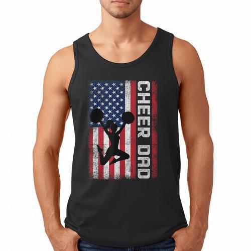 Cheer Dad American Flag Cheerleader Support Men Tank Top - Father's Day Fun