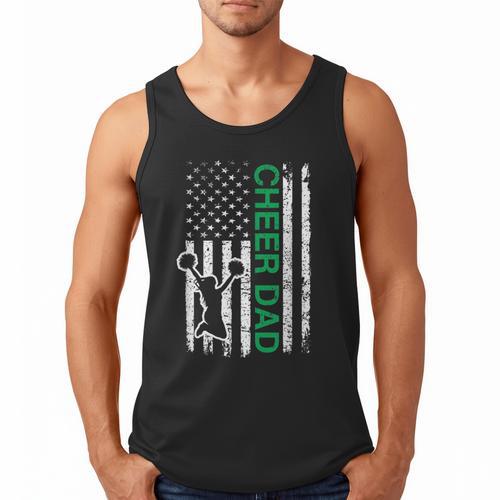 Cheer Dad Flag Green Cheerleading Men Tank Top - Father's Day Fun