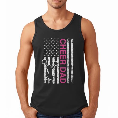 Cheer Dad Flag Pink Cheerleading Men Tank Top - Father's Day Fun