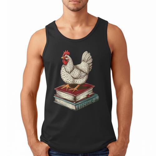 Chicken Books Back To School First Day Of School Boys Girls Men Tank Top - Bookorys UK