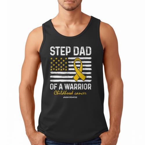 Childhood Cancer Survivor Support Step Dad Of A Warrior Men Tank Top - Father's Day Fun