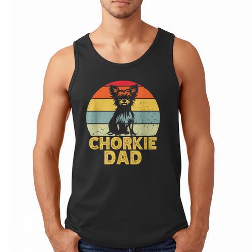 Chorkie Dad Retro Sunset Chihuahua Yorkie Mix Lover Men Tank Top - Father's Day Fun
