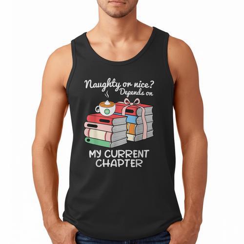 Christmas Book Lovers Naughty Or Nice Men Tank Top - Bookorys