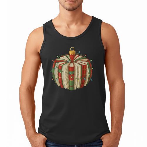 Christmas Book Ornament Lights Holiday Reading Lover Teacher Men Tank Top - Bookorys