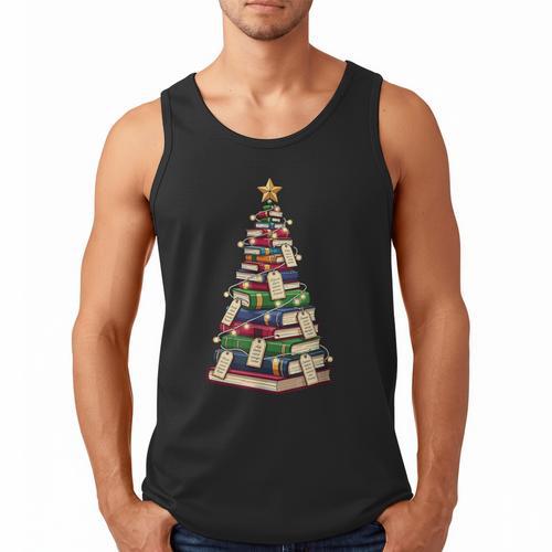 Christmas Tree Of Books For Readers And Librarians Men Tank Top - Bookorys AU