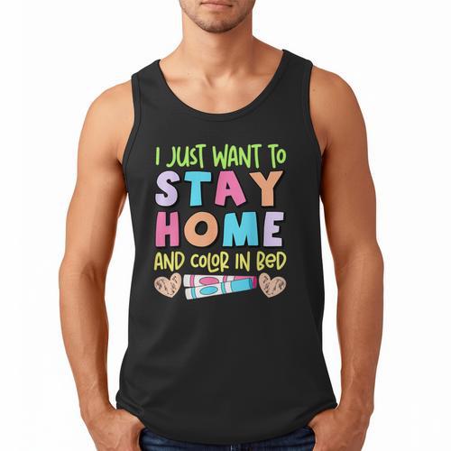 Color In Bed Coloring Book Lover Humor Therapy Marker Men Tank Top - Bookorys