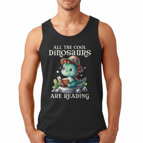 All The Cool Dinosaurs Are Reading Book Reader T-Rex Kawaii Men Tank Top - Bookorys