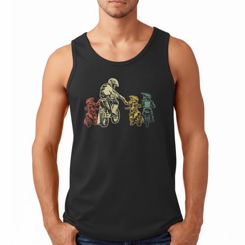 Cool Motocross Dirt Bike Biker Dad & Sons Father's Day Men Tank Top - Father's Day Fun