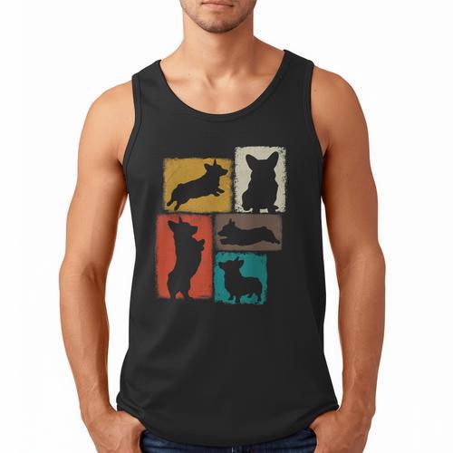 Corgi Dad Mom Vintage Collage Dog Owner Men Tank Top - Father's Day Fun
