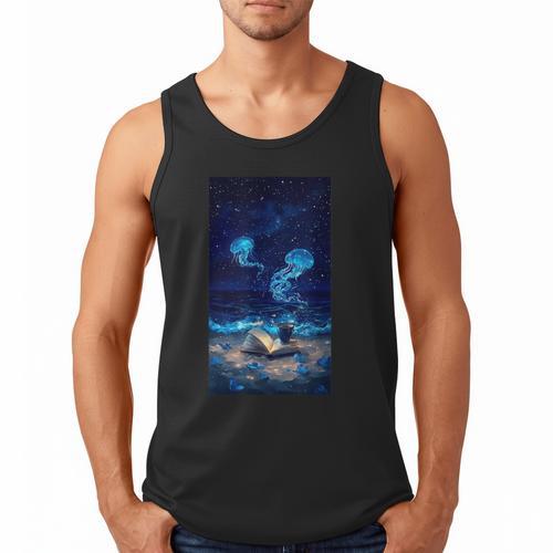 Cosmic Botanical Book Lover Reading Men Tank Top - Bookorys