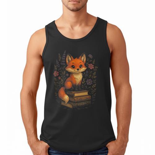 Cottagecore Aesthetic Fox Books Flowers Cute Men Tank Top - Bookorys DE