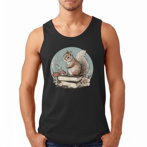 Cottagecore Squirrel With Books Men Tank Top - Bookorys