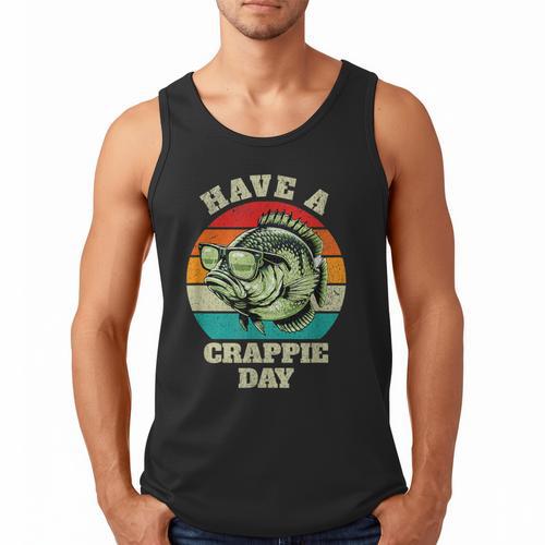 Have A Crappie Day Retro Fishing Sarcastic Dad Men Tank Top - Father's Day Fun