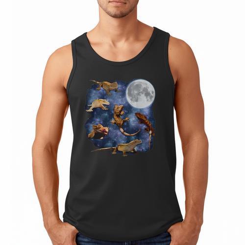 Crested Gecko Moon Retro Reptile Mom Dad Breeder Lover Men Tank Top - Father's Day Fun