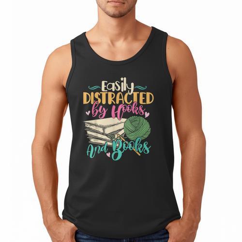 Crochet And Reading Crocheter Bookish Crocheting Book Lover Men Tank Top - Bookorys UK