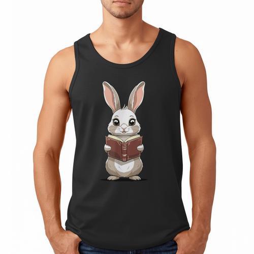 Cute Bookworm Bunny Reading For Kids And Teachers Men Tank Top - Bookorys