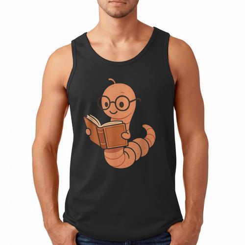 Cute Bookworm Worm Reading Book Glasses Nerdy Men Tank Top - Bookorys DE