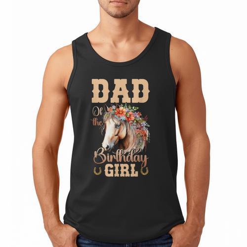 Cute Dad Of The Birthday Girl Horse Family Party Men Tank Top - Father's Day Fun