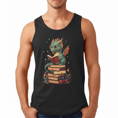 Cute Dragon Reading Book Bookworm Dragons And Books Men Tank Top - Bookorys