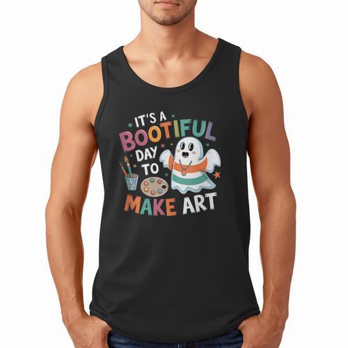 Cute Ghost Book Halloween Spooky Boo School Art Teacher Men Tank Top - Bookorys