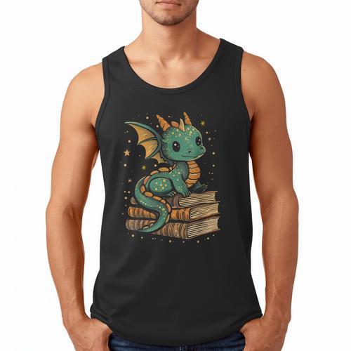 Cute Kawaii Dragon Fantasy Book Lover Book Nerd Men Tank Top - Bookorys CA